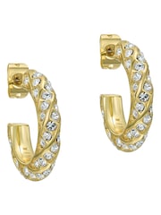 Ted Baker Gold Tone Toni: Crystal Twist Hoop Earrings - Image 3 of 7