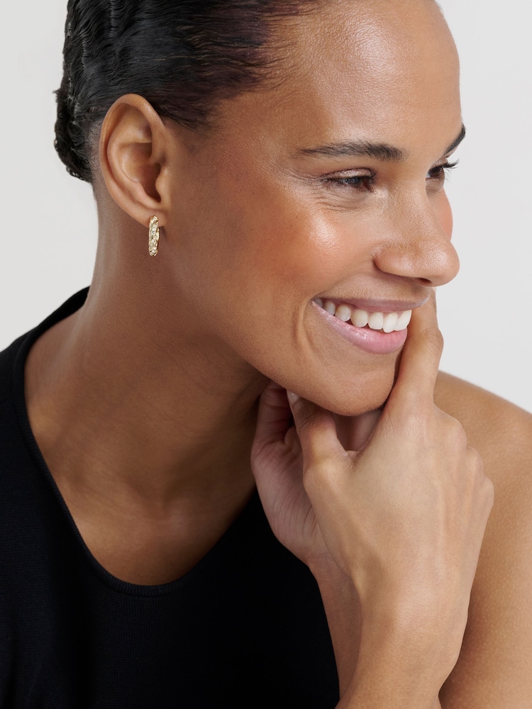 Ted Baker Gold Tone Toni: Crystal Twist Hoop Earrings - Image 7 of 7