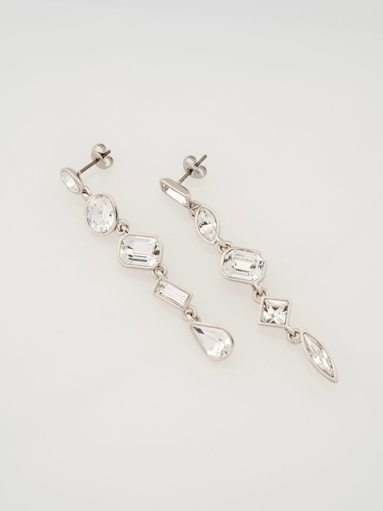 Cristal transparente tono plateado - Ted Baker Julianna: Pendientes largos de cadena con pedrería - Imagen 7 de 7 Cristal transparente tono plateado - Ted Baker Julianna: Pendientes largos de cadena con pedrería - Imagen 7 de 7