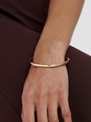 Ted Baker Plain Metal Gold Tone Chrishell: Logo Slim Bangle Bracelet - Image 3 of 7