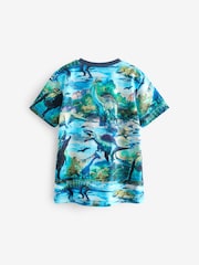 Blue Dino All-Over Print Short Sleeve T-Shirt (3-16yrs) - Image 2 of 3