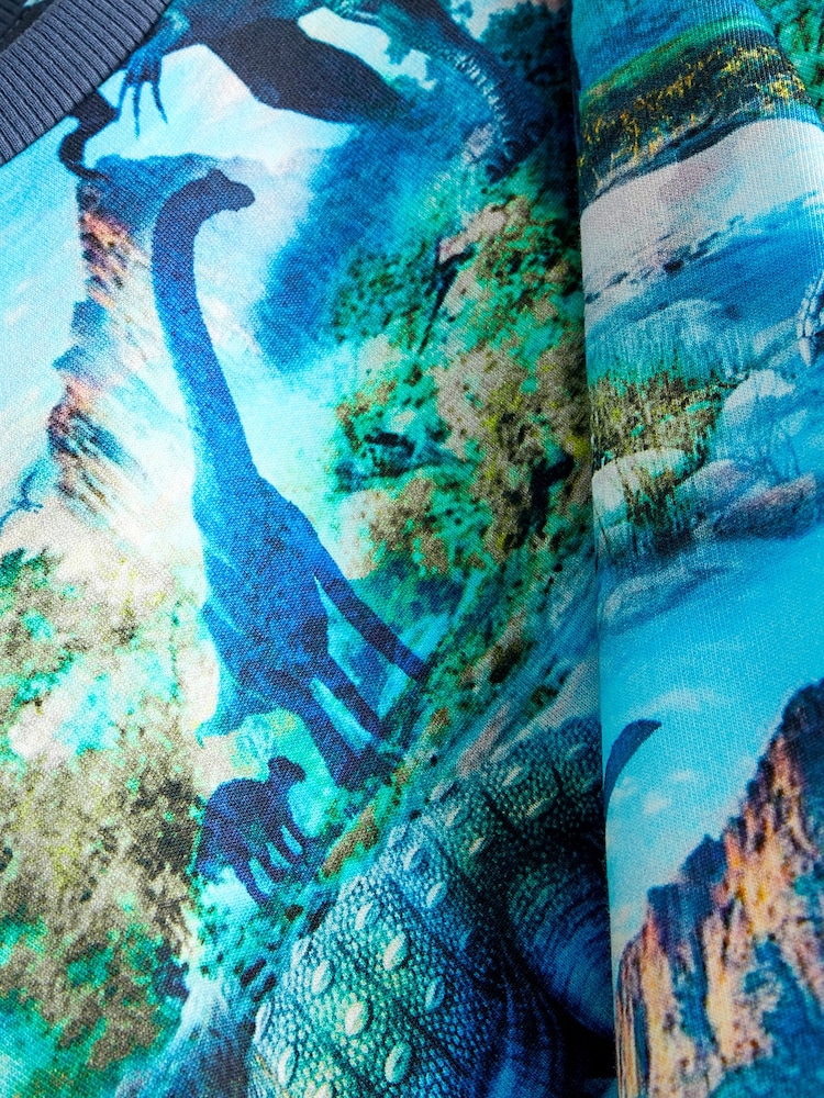 Blue Dino All-Over Print Short Sleeve T-Shirt (3-16yrs) - Image 3 of 3