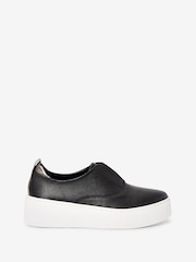 Black/White Slip On Signature Forever Comfort® Leather Chunky Wedge Platform Trainers - Image 3 of 6