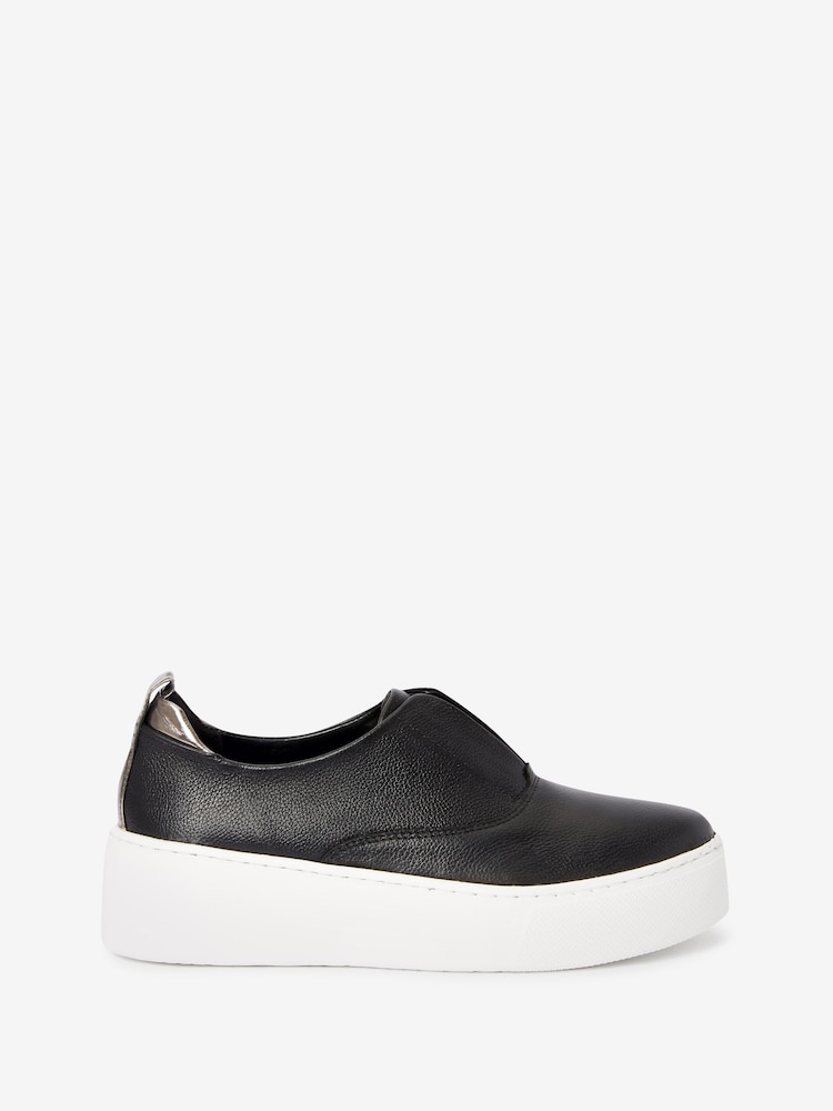 Black/White Slip On Signature Forever Comfort® Leather Chunky Wedge Platform Trainers - Image 3 of 6