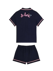 Chelsea Peers Blue La Lune Cotton Cheesecloth Embroidered Short Pyjama Set - Image 8 of 8
