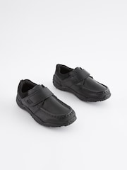 Black Extra Wide Fit (H) School Leather Single Strap Shoes - Image 4 of 11