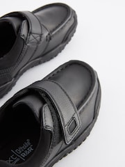 Black Extra Wide Fit (H) School Leather Single Strap Shoes - Image 8 of 11