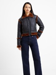 French Connection Belen Faux Fir Long Sleeve Cropped Jacket - Image 3 of 4