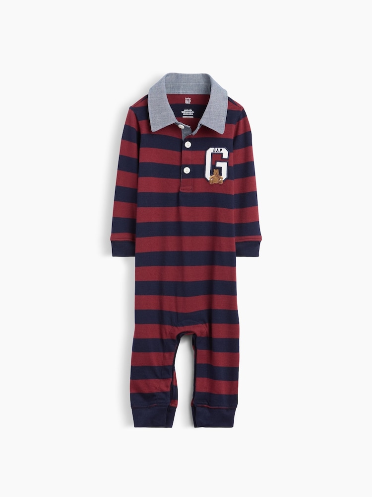 Gap Red & Navy Stripe Rugby One-Piece (0-24mths) - Image 1 of 2