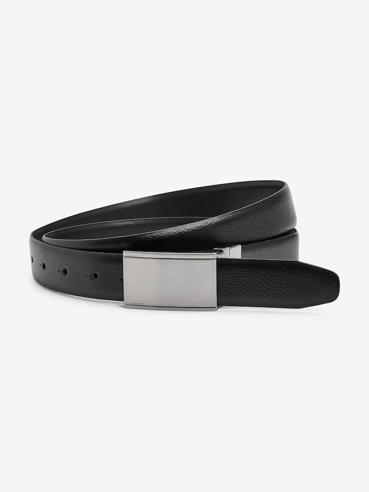 Black Signature Leather Plaque Belt - Image 1 of 3