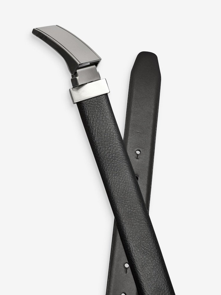 Black Signature Leather Plaque Belt - Image 2 of 3