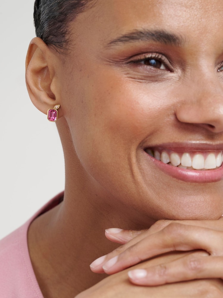 Ted Baker Pink Crystal Gold Tone Michelle: Cluster Stud Earrings - Image 1 of 4