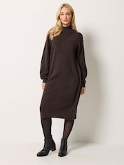Marrón - Vestido de punto con detalle de botones de M&Co - Imagen 1 de 6
