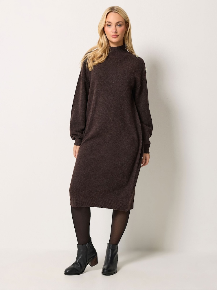 Marrón - Vestido de punto con detalle de botones de M&Co - Imagen 1 de 6 Marrón - Vestido de punto con detalle de botones de M&Co - Imagen 1 de 6