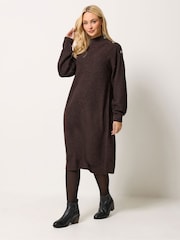 Marrón - Vestido de punto con detalle de botones de M&Co - Imagen 2 de 6