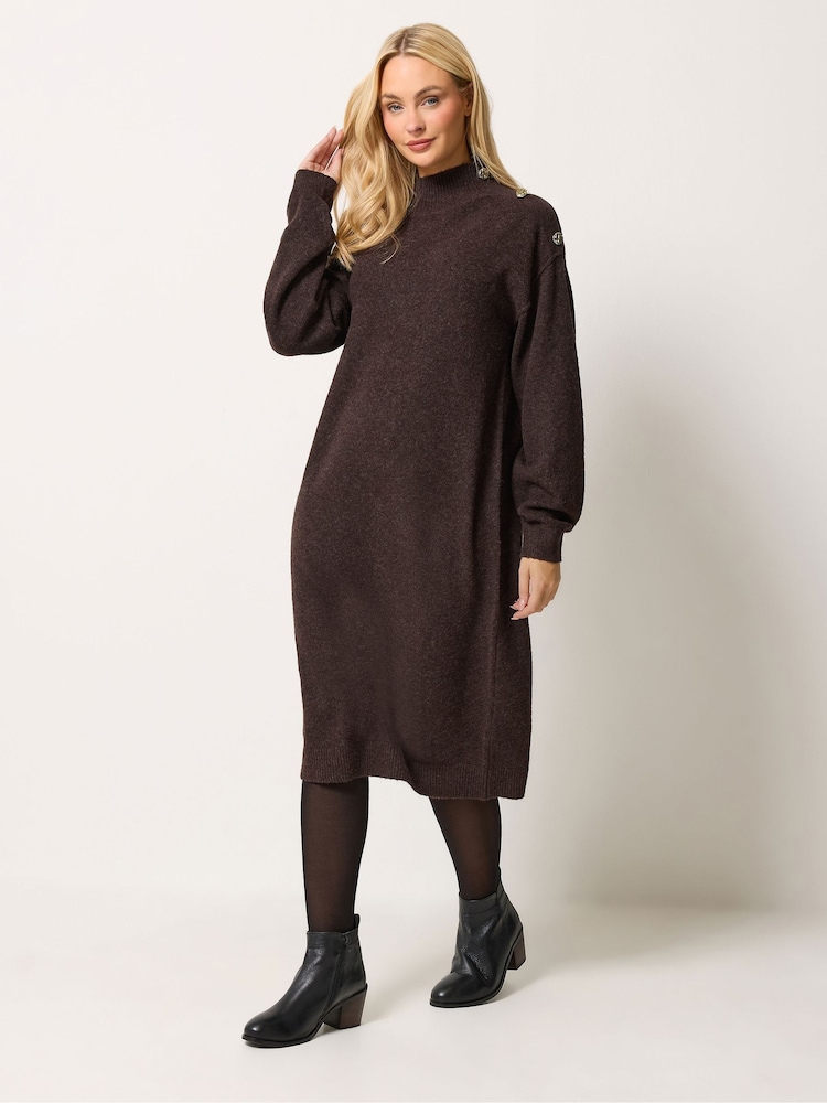 Marrón - Vestido de punto con detalle de botones de M&Co - Imagen 2 de 6 Marrón - Vestido de punto con detalle de botones de M&Co - Imagen 2 de 6