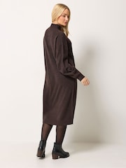 Marrón - Vestido de punto con detalle de botones de M&Co - Imagen 3 de 6