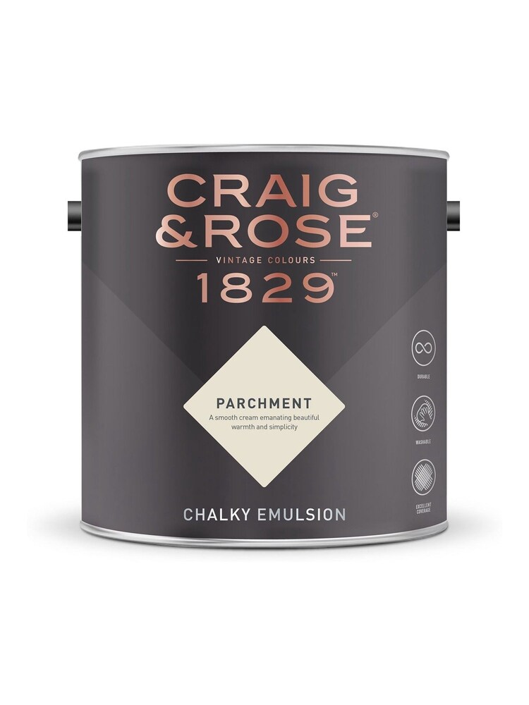 Craig & Rose Cream Chalky Emulsion Parchment Paint - Image 2 of 2