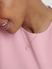 Ted Baker Clear Crystal Silver Tone Heri: Crystal Hoop Pendant Necklace - Image 1 of 8
