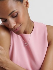 Ted Baker Clear Crystal Silver Tone Heri: Crystal Hoop Pendant Necklace - Image 3 of 8