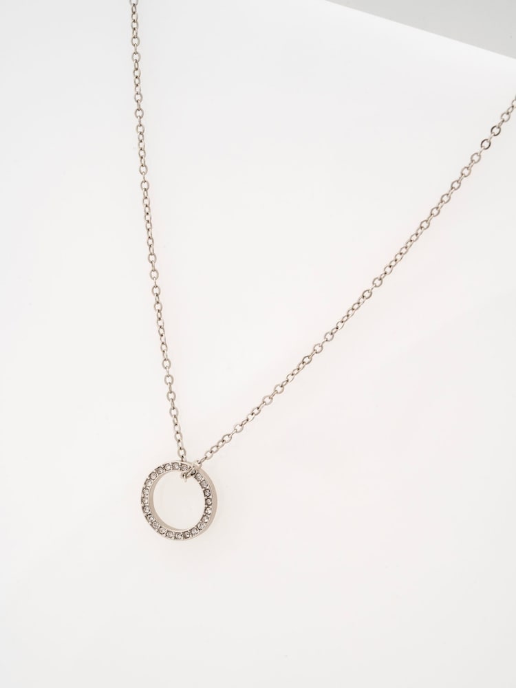 Ted Baker Clear Crystal Silver Tone Heri: Crystal Hoop Pendant Necklace - Image 8 of 8