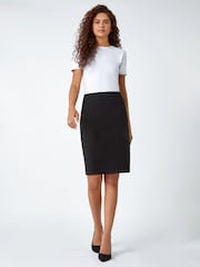 Roman Black Pull On Stretch Pencil Skirt - Image 1 of 5