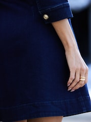 Sosandar Blue Zip Front Military Button Detail Denim Dress - Image 5 of 5