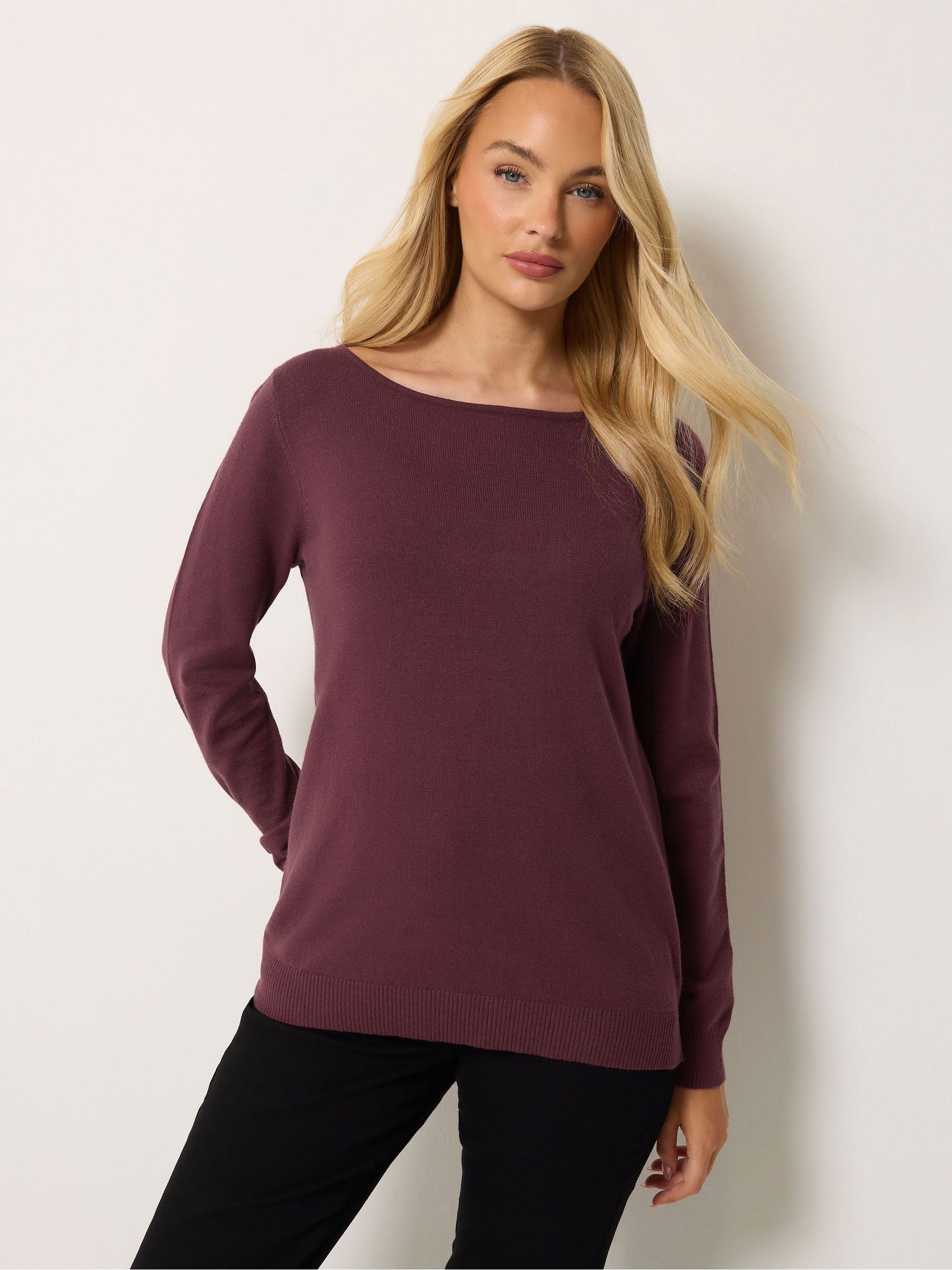 M & Co Women's Red Boat Neck Long Sleeve Jumper