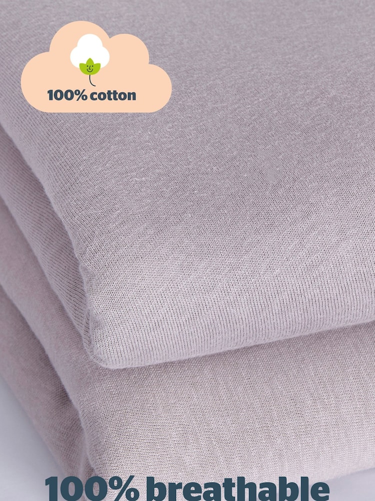 Silentnight 2 Pack Grey Kids Safe Nights Cot Bed 100% Cotton Fitted Sheets - Image 6 of 14