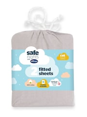 Silentnight 2 Pack Grey Kids Safe Nights Cot Bed 100% Cotton Fitted Sheets - Image 8 of 14