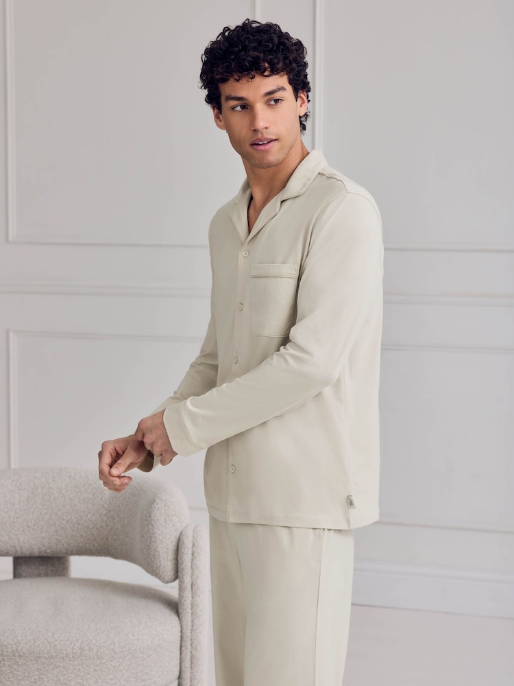 Chelsea Peers Brown Cotton Button Up Long Pyjama Set - Image 2 of 6 Chelsea Peers Brown Cotton Button Up Long Pyjama Set - Image 2 of 6