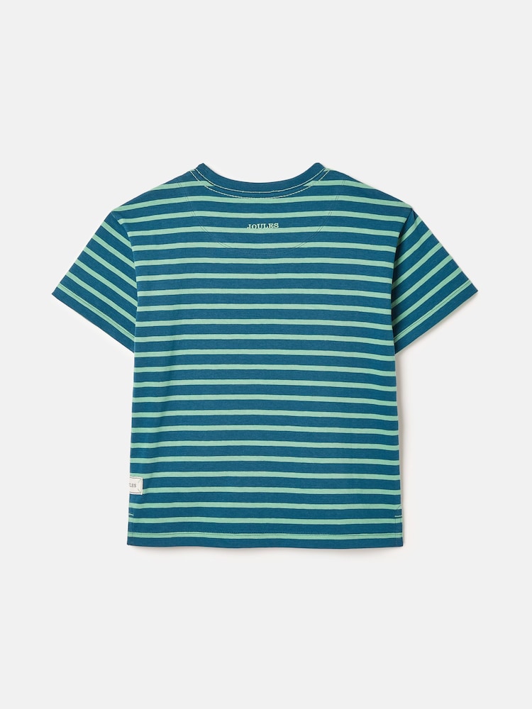 Verde y azul - Camiseta de manga corta a rayas con cuello redondo y efecto lavado para niños de Joules - Imagen 2 de 5 Verde y azul - Camiseta de manga corta a rayas con cuello redondo y efecto lavado para niños de Joules - Imagen 2 de 5