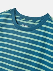 Joules Boys' Laundered Green & Blue Short Sleeve Crew Neck Striped T-Shirt - Image 3 of 5