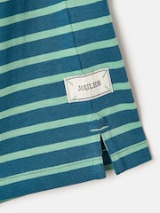 Joules Boys' Laundered Green & Blue Short Sleeve Crew Neck Striped T-Shirt - Image 4 of 5