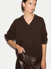 Maro - Jigsaw Wool Cashmere Blend V-Neck Jumper - Imaginea 1 din 5