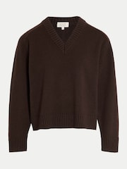 Maro - Jigsaw Wool Cashmere Blend V-Neck Jumper - Imaginea 5 din 5