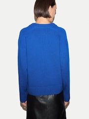 Albastru - Jigsaw Wool Cashmere Blend V-Neck Jumper - Imaginea 4 din 6