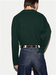 Verde - Jigsaw Wool Cashmere Blend V-Neck Jumper - Imaginea 4 din 5