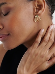 Ted Baker Gold Tone Leah: Abstract Leaf Stud Earrings - Image 6 of 7
