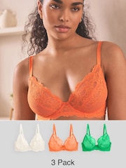 Grün/Orange/Creme - Spitzen-BHs, 3er-Pack, DD+ - Bild 1 von 10