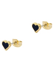 Ted Baker Black Crystal Gold Tone Hailey: Enamel Heart Stud Earrings - Image 5 of 7