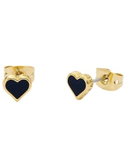 Ted Baker Black Crystal Gold Tone Hailey: Enamel Heart Stud Earrings - Image 6 of 7
