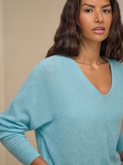 Pure Collection Green Gassato V Neck Jumper - Image 3 of 3