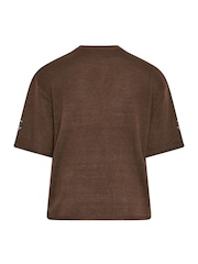Yours Curve Brown Limited Heart Leopard Knitted Boxy Top - Image 6 of 6
