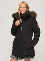 Superdry Black Everest Faux Fur Hooded Parka - Image 1 of 6