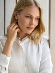 Pure Collection White Silk Lace Frill Shirt - Image 3 of 3