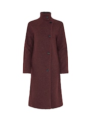 Long Tall Sally Red Bouclé Funnel Neck Trench Coat - Image 5 of 6