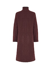 Long Tall Sally Red Bouclé Funnel Neck Trench Coat - Image 6 of 6