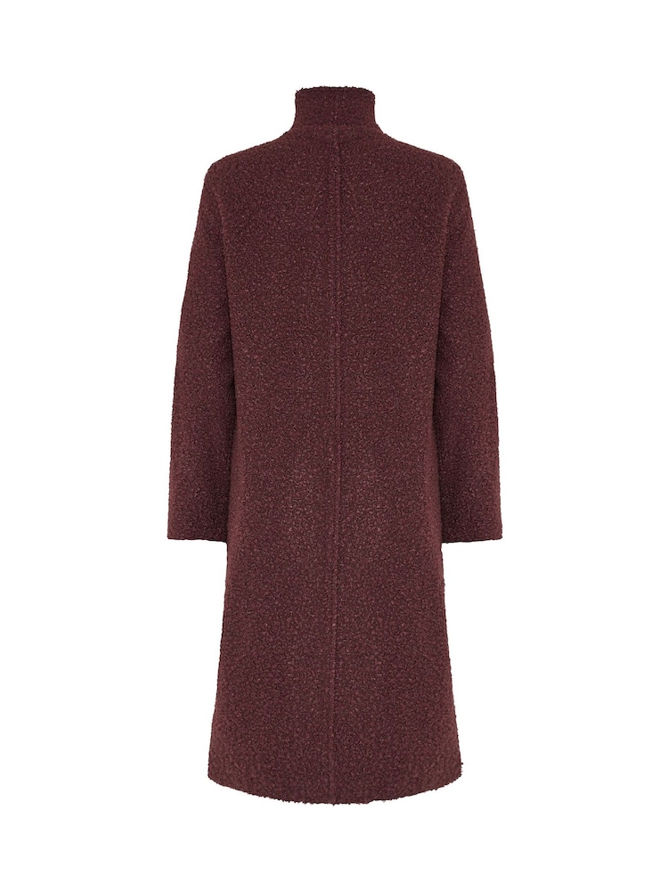 Long Tall Sally Red Bouclé Funnel Neck Trench Coat - Image 6 of 6