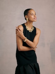 Ted Baker Gold Tone Leona: Abstract Leaf Statement Necklace - Image 3 of 8
